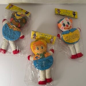 Lot of 3 Vintage Dan Dee/Other Plush Soft Cloth Flip Story Book Toy Dolls 11" 9"